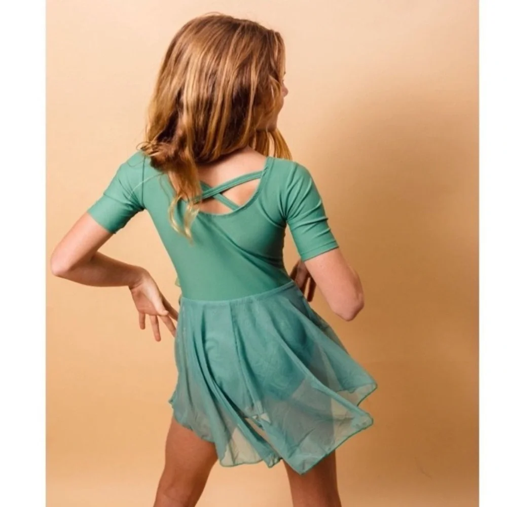 Leveret green skirted leotard child large 10-12 NEW